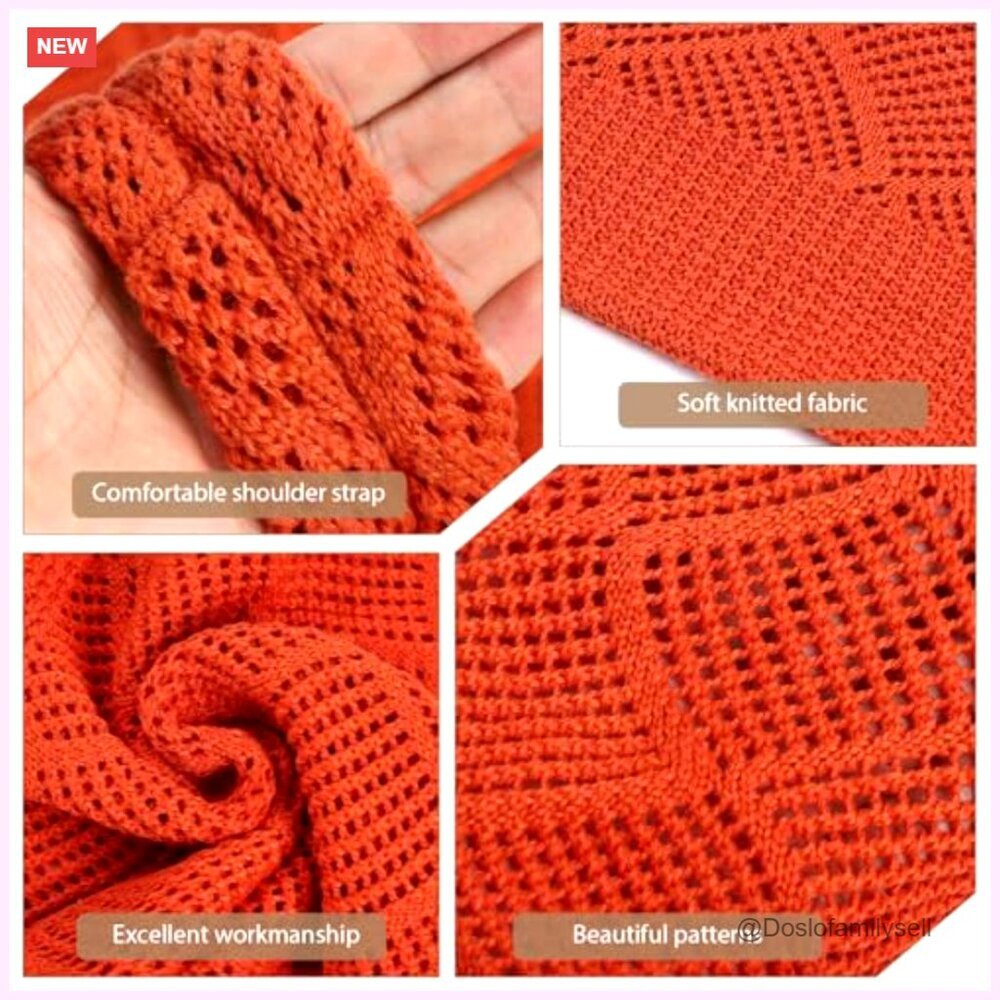 Large Crochet Mesh Tote Bag Foldable Beach Hobo Shoulder Bag - Picture 5 of 7